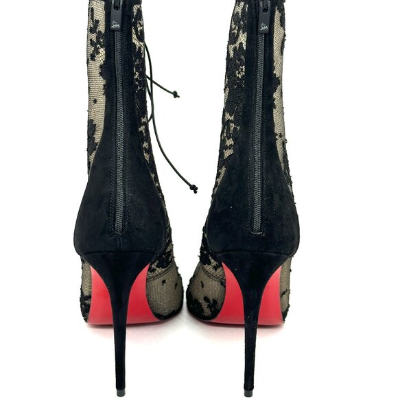 Christian Louboutin KM LACE BOOTY 100 Corset Leather Bootie Boots Heels - Picture 11 of 16